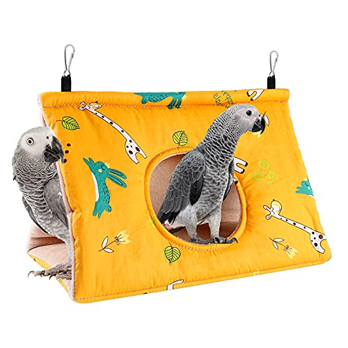 Rypet Bird Bed for Cage Warm Bird Hammock Nest House Large Parrot, Yellow L | Warm Plush Cotton Bird Hut, Side Entry for Access, Dual Hanging Straps, Machine Washable, African Grey Amazon Parrot Fit - color: Yellow, size: Large (Pack of 1)