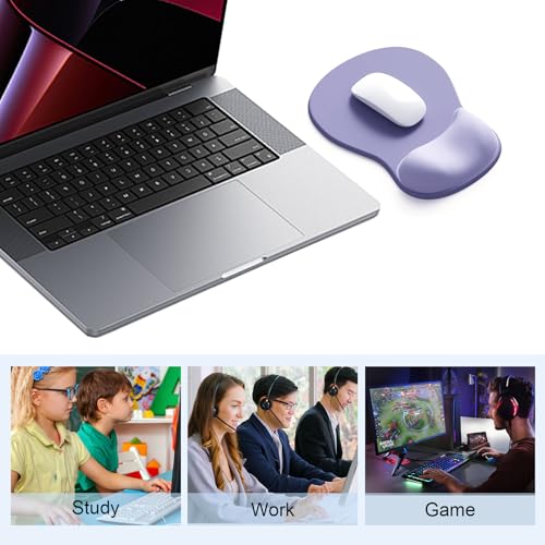 Ergonomic Mouse Pad with Gel Wrist Support, Comfortable Wrist Rest Mousepad with Non-Slip PU Base for Pain Relief, Desk, Home & Office(Purple) - color: Purple