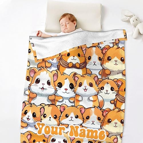 Custom Hamster Throw Blanket for Kids Pets Gifts, 40” x 30” | Soft Flannel, Lightweight but warm, Machine washable, HD print, Wrinkle & shrink resistant, Anti-pilling, Suitable all ages - color: Hamster Blanket 1 Custom, size: XS(30"X40")