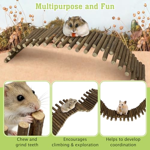 Tfwadmx Hamster Ladder Bridge & Small Animal Natural Ear of Grain Spray Hamster Bedding Habitat Decor Flexible Bendy Hamster Climbing Toy for Dwarf Syrian Mice Gerbils - size: 19.7 x 3.9 inches