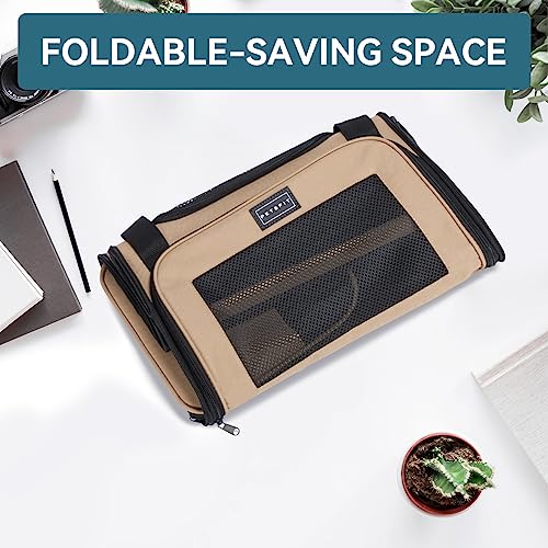 PETSFIT Pet Carrier for Cat, Small Dogs, Khaki - color: Khaki, size: Medium