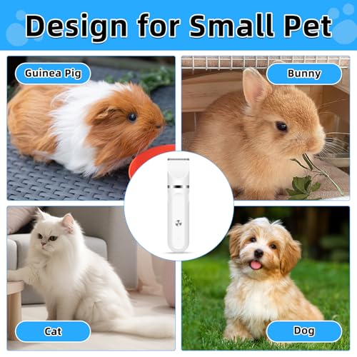 Guinea Pig & Rabbit Grooming Kit 2 in 1 – Cordless Hair Clipper & Nail Grinder for Small Animals– Low-Noise Rechargeable Nail Clippers Electric