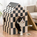 Conlun Cardboard Cat House with Scratch Pad & Catnip, Cat Play Scratching House for Indoor Hideaway Furniture, Heavy Duty Sturdy Cardboard Scratcher, Easy to Assemble Birthday Gift, Medium | 2-in-1 cozy cave, heavy-duty recycled cardboard | traps messy cr