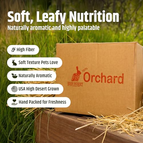 High Desert Orchard Grass Hay for Rabbits, Guinea Pigs, Chinchillas, 4 lb | Soft Leaf Low Protein Forage, Ideal For Adult Or Overweight Pets, Great Alfalfa Alternative, Hand Packed in the USA, Low Dust