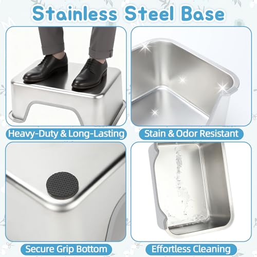 BWOGUE Stainless Steel Rabbit Litter Box with Grid, Bunny Litter Box Pan | Removable Sifting Grid, Waste Separation, Easy-Clean Small Animal Toilet Pan, Guinea Pigs, Chinchillas & Ferrets - size: S:15.7in ×11.8in × 5.9inches