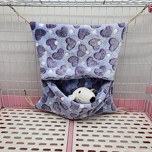 ISMARTEN Small Animal Hanging Hammock, Pet Hanging Nap Sack Sleep Bag Bed, Cage Hammock Beds for Ferret Guinea-Pig Sugar Glider Hamster Rat Mice Chinchilla Flying Gerbil and Squirrel (Purple) - color: Purple