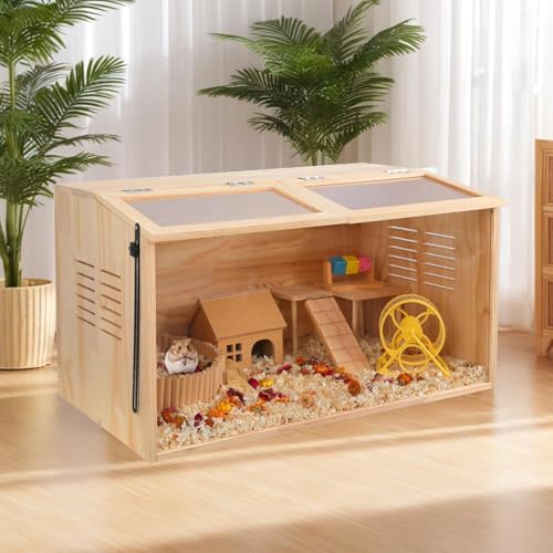Wooden Hamster Cage,Chewproof,40" L x 20" W x 20" H Animal Cabinet for Dwarf Syrian Hamsters Degus, Hamster Habitat with Openable Top and Large Acrylic Sheets. - size: 40.0"L x 20.0"W x 20.0"H