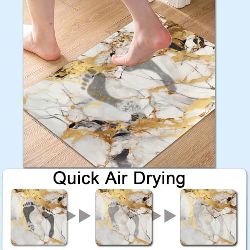 Bath Mat-Bathroom Rug，Abstract Marble Gold-Absorbent Non Slip Quick Dry Stain Resistant Easy to Clean Care Shower Rug for Bathtub Shower Room 17×27.5Inch (43 * 70cm) - color: Abstract Marble Gold-, size: 17 x 27.5 inches