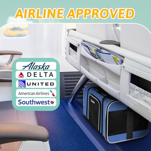 Small Pet Carrier 17" L x 11" W x 9.5" H Airline Approved, Blue | for Alaska Airlines, Lockable Safety Zippers and Anti-Scratch Mesh, Pets Under 10 lbs - color: Blue, size: 17.0"L x 11.0"W x 9.5"H