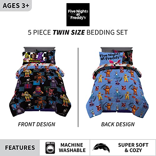 Franco Kids Bedding Super Soft Comforter and Sheet Set with Sham, 5 Piece Twin Size, Five Nights At Freddy's - color: Five Nights at Freddy's, size: 5 Piece Twin Size