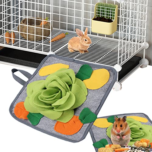 Abizoo Rabbit Snuffle Mat, 11.8" Washable Foraging Toy for Guinea Pig | Interactive Foraging Mat That Hides Treats in Soft Fleece Folds to Trigger Natural Sniffing and Digging Instincts