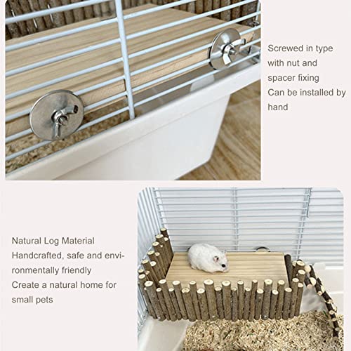 Health Gear Hamster Wooden Climbing Toy, Dwarf Hamster Activity Playground with Fence for Hamsters, Sugar Gliders, Golden Bears, Guinea Pigs, Small Pet Climb with Ladder, Screw Type