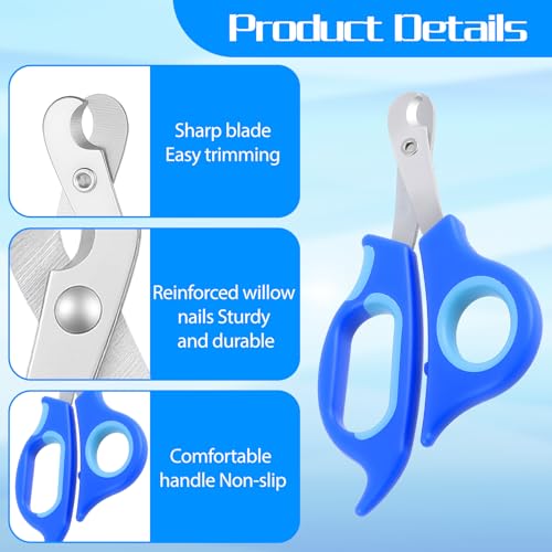 Stainless Steel Bearded Dragon Claw Trimmer, Reptile Clippers for Small Reptiles, Turtle, Chameleon, Hedgehog(Blue)