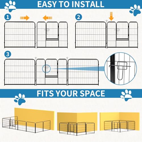 NEWBULIG Dog Playpen Indoor 8 Panels 40 Inch, Metal Outdoor Dog Fence Pen | Heavy Duty Metal Exercise Pen, Foldable Portable, RV Camping, Yard Garden, Small Medium Large Dogs Pet Pen - color: Modern Black, size: 40IN
