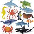 Ocean Sea Life Toy Figures Set for Kids, 12 PCS Realistic Marine Animals with Shark, Dolphin, Sea Turtle, Penguin, Seal, Clownfish, Crab, Ocean Animal Figure Toys for Boys Girls Toddlers - style: 12-PC Sea Animal Figures Set