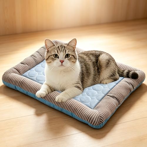 RPGT Cooling Mat for Cats 13" x 18" Pet Cooling Bed for Indoor Cats & Dogs | Washable Cat Cooling Mat Self-Cooling Pet Bed Pad Breathable Material Ideal for Indoor and Outdoor Use - size: Small
