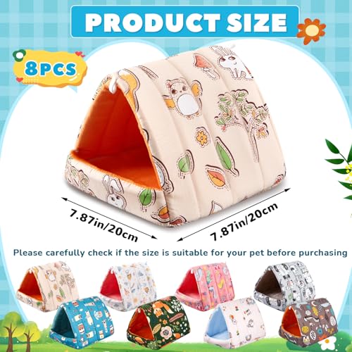 Cinnvoice 8 Pcs Guinea Pig Hideout, Guinea Pig Bed Washable Small Animal Cage Accessories for Bunny Hedgehog Mouse Chinchillas Hamsters Ferrets Rats (7.9 in) - size: 7.9 in