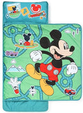 Jay Franco Kids Nap Mat with Embedded Pillow & Blanket – Soft 46"x20" Microfiber Sleeping Bag with Name Tag & Handle - style: Green - Mickey Mouse