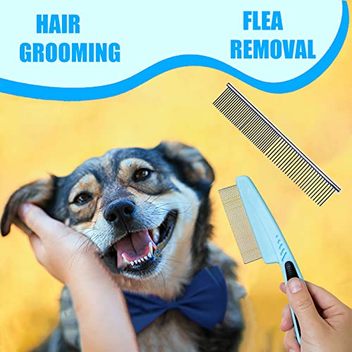 Dog Brush Grooming Kit 5PCS - Dog Brush for Shedding,Puppy Brush and Flea Comb for Dogs, Slicker Brush Comb and Dog Hair Brush Set Blue, Grooming at Home or Travel - color: B-Blue 5 Kits