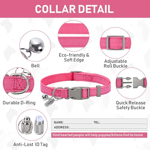GAMUDA Small Pet Harness Collar and Leash Set, Step in No Chock No Pull Linen Fabric Soft Mesh Dog Vest Harnesses Reflective for Dogs Puppy Cats Kitten Rabbit (Pink, XXS) - color: Pink, size: XXS