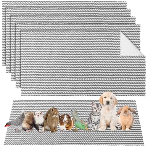 Hahafelt 5 Pcs Waterproof Guinea Pig Fleece Bedding Blankets Absorbent Guinea Pig Cage Liner Washable Small Animal Pee Pad Reusable Pet Blanket Wash Cloth Bedding Mat Pad (Gray,47 x 24 Inch) - color: Gray, size: 47 x 24 Inch