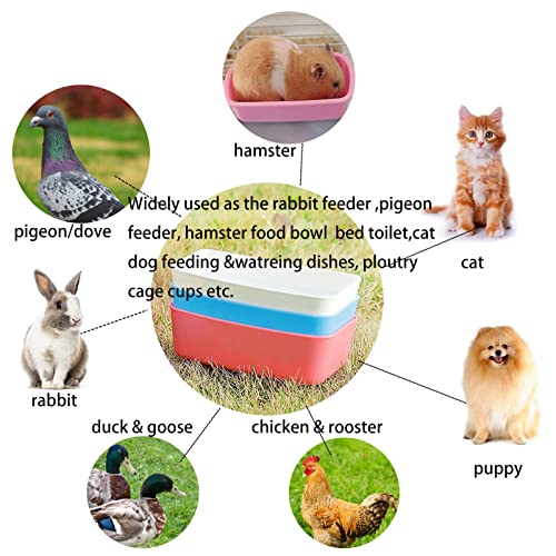 Rabbit Feeder Waterer Chicken Guinea Pig Cage Bowl Food Water Hanging Watering Container Feeding Dish Coop Cup Treats Drinker for Pigeon Dove Puppy Cat Bird Bath Basin Hamster Bed (Pack of 3) - size: 15 oz cage bowl Pack of 3