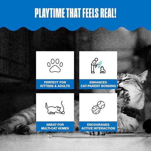 Penn-Plax Play Fur Mice Cat Toys, 12 Pack - Soft Polyester with Rattling Sound for Interactive Play, Exercise & Hunting - Lightweight Cat Toy Set for All Ages & Breeds - Black, White & Gray - 2 Inches