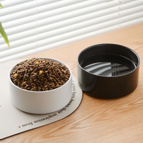 6'' Ceramic Dog Bowl - 30Oz Classic Dogs Food & Water Bowl for Small and Medium Breed Dogs, Heavy Duty Non-Slip Dog Dishes, Food Grade Stoneware Pet Bowl, Dishwasher & Microwave Safe, Black - color: Bowl - Black, size: 6 inch