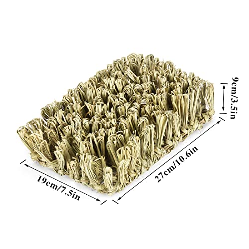 Hamiledyi Rabbit Grass Bed Bunny Natural Woven Foraging Mat Guinea Pig Hay Mat Enrichment Toy Scratch Pad for Chinchilla Squirrel Hedgehog(10.6x7.5x3.5inches) - size: 1PCS