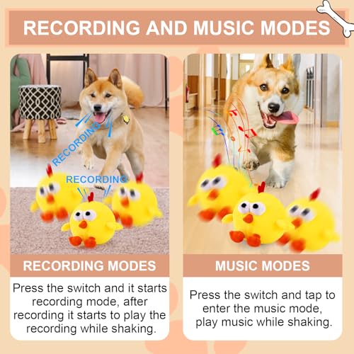 BABORUI Interactive Dog Toys, Crazy Jumping Chicken Dog Toy with Recording and Music Modes, Rechargeable Moving Squeaky Dog Toys for Small/Medium/Large Dogs to Keep Them Busy - color: Chicken
