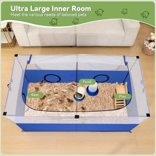 Pawaboo Small Animal Playpen, Foldable Pet Cage Tent, Blue | For Puppy Kitten Guinea Pig Rabbit Chicken Hamster, Indoor Outdoor Use, Breathable Mesh Wall and Bottom - color: Blue