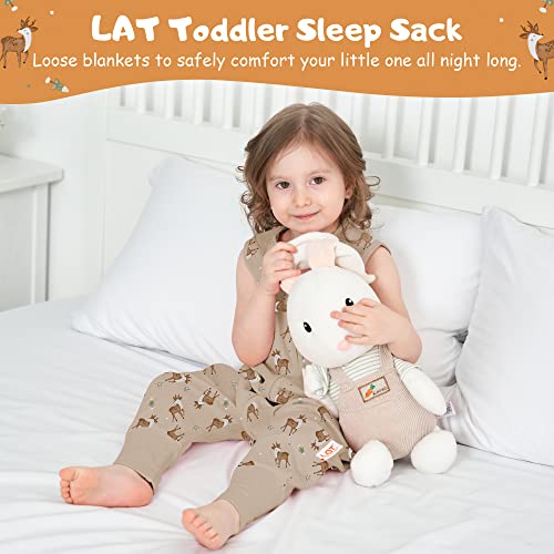 LAT Baby Sleep Sack,Summer Cotton Sleeveless Sleeping Sack Toddler with Legs,Baby Wearable Blanket with Zipper 6M-4T(2Pcs,Khaki Deer+Lion,1-2T)