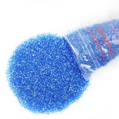Crushed Glass Glitter, Broken Stones Shattered Glass Chips for Resin Art Crafts, Epoxy Resin Supplies, Geod Painting, DIY Art Projects, Jewelry Making, 2-4mm, 200g/7oz (Sapphire Blue) - color: Sapphire Blue