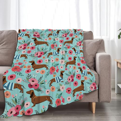 Dachshund Blanket Gifts for Dachshund Lover, Flannel Fleece Fuzzy Throw Blankets, Soft Warm Cozy Plush Weiner Dog Blanket Stuff Decoration for Women Kids Adult 50"x40" - color: Dachshund, size: 50"x40"