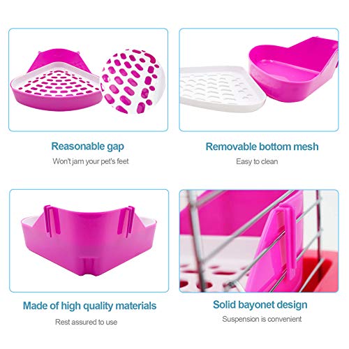 kathson Triangle Potty Trainer Corner Bunny Toilet Guinea Pig Litter Bedding Plastic Box Pet Pan for Rabbit Chinchilla Hamster Ferret Small Animal(Pink) - color: Pink or Blue
