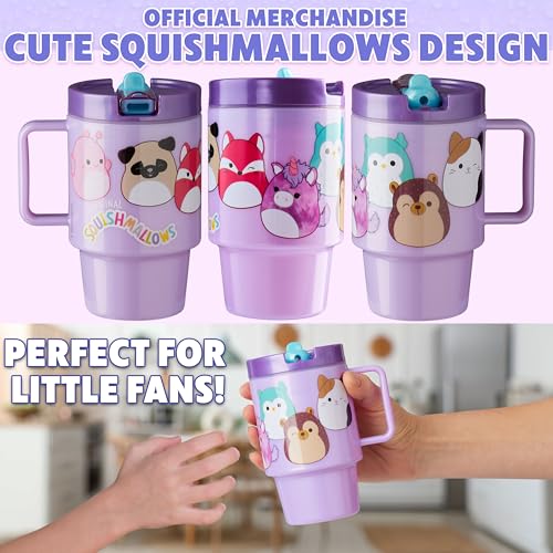 Get Trend Squishmallows Kids Water Bottle with Straw 16.9 oz BPA Free Plastic Cup with Lid Handle Reusable Tumbler for School Gifts for Kids (Lilac Squishmallows) - color: Lilac Squishmallow