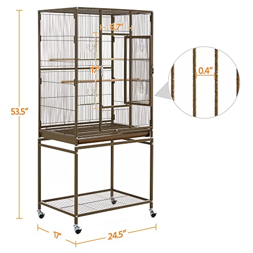 Yaheetech Wrought Iron Standing Large Parrot Parakeet Flight Bird Cage with Stand for Small Parrot Cockatiel Sun Parakeet Green Cheek Conure Lovebird Budgie Finch Canary, Palmer Green - color: Palmer Green