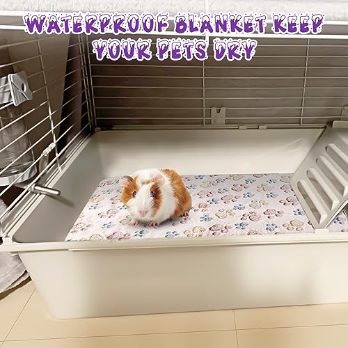 YUEPET Guinea Pig Blankets 3 Pack, Waterproof-Backed Fleece Liners, S | Guinea Pig Fleece Cage Liners, Waterproof Backing, Washable mats, Soft Fleece Surface, 23 x 16 in - color: Purple+blue+beige, size: S-23"×16"