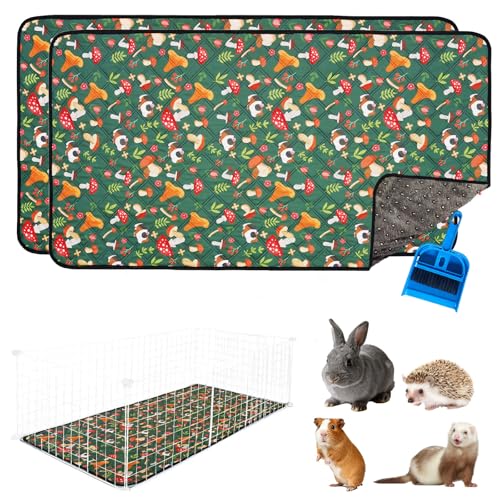 2 Pcs Guinea Pig Cage Liners 47 x 24 Washable Cage Pads Rabbit Bedding Reusable Absorbent Pee Pads for Small Animals Bunny Ferret Chinchilla Hamster (Green, 47×24'') - size: 2 Pcs 47×24''