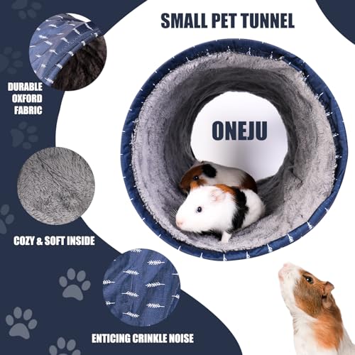 Rabbit Tunnel - Guinea Pig Tunnel, Guinea Pig Tube, 2-Way Small Pet Play Tube, Folds Flat for Storage, Ideal for Adult Small Pets, Dark Blue, Leaf Pattern - color: Dark Blue