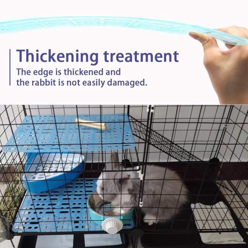 Hamiledyi 4 Piece Rabbit Feet Pad 13.4×9.8x0.4'' Hole Leak Water Design for Plastic Bunny Feet Pad Playpen Feet Mats Plastic Rabbit Cage Mat for Guinea Pig Hamster Chinchilla Ferret - color: 2 white+2 blue