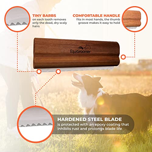EquiGroomer 5-Inch Undercoat Deshedding Brush for Dogs & Cats, Mahogany | Best for dogs up to 100 lbs and cats of any size, short or long hair, stainless blade, no cutting or pulling - color: Mahogany, size: 5 Inch
