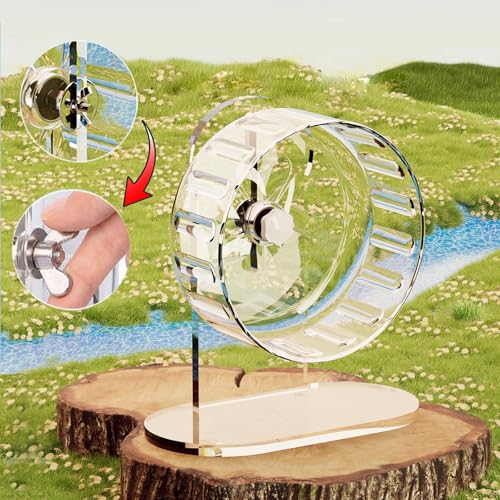 Hamster Wheel, Silent Running Exercise Wheel with Adjustable Stand for Hamster Guinea Pig Gerbil Hedgehog Small Animal Cage Accessories (Clear, 7.1inch/18cm) - size: 7.1inch/18cm