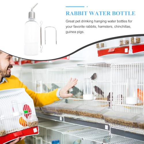 Toddmomy Rabbit Water Bottle 2 Pack Hanging Water Dispenser for Guinea Pig Chinchilla Small Animal Cage Leak Resistant Transparent Pet Drinking Bottle with Hooks 8.66 X 2.36 X 1.96 in