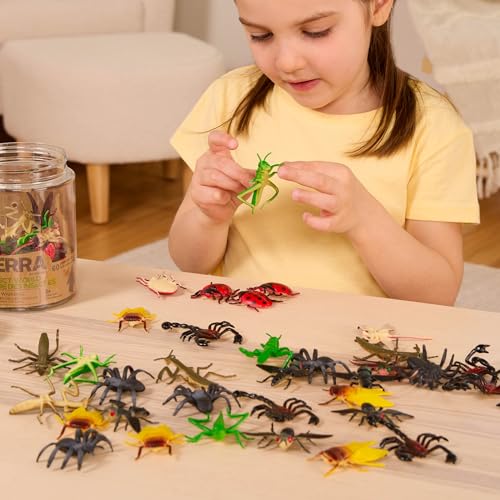 Terra by Battat Insect World Bug Toys, 60 Mini Figures in Tube, Insects | 60 toy bugs in 12 realistic designs with ants, scorpions, beetles, dragonflies and more in a storage tube, Insects, 3+ Years - style: 60pcs Insects & Bugs