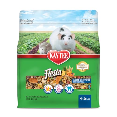Kaytee Fiesta Mouse & Rat Food, Nutritious and Fun Blend, Supports Dental Health and Digestion, 4.5 pounds - size: 4.5 Pound (Pack of 1)