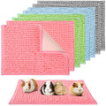 8 PCS Guinea Pig Liner Washable Rabbit Cage Liner 12x16 Inch Guinea Pig Fleece Bedding Pee Pads Reusable Absorbent Pet Mats for Small Animals, Bunny, Hamster (Gray, Green, Pink, Blue)