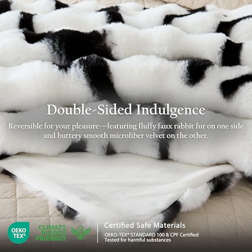 WDCOZY Zebra Animal Print Bubble Throw Blanket, Luxury Faux Rabbit Fur Mink Plush Throw for Couch, Sofa and Bed, Soft Fluffy Fuzzy Cozy Blanket for Women, Thick and Warm, 60x80 inches, 950 GSM - color: Zebra, size: Twin (60" x 80")