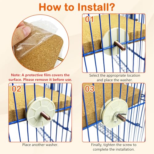3 Pack Bird Perch Platform Cork Parrot Perch Stand Corner Parakeet Chewing Toy Bird Paw Grinding Cage Accessories for Medium and Large Conures Budgies Cockatiels Finches (Large) - size: Large