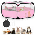 Small Animal Playpen with Mesh Cover & Waterproof Bottom Cat Tent Chicken Brooder Rabbit Guinea Pig Cage Playpen for Small Animals Indoor Outdoor Use - color: Pink